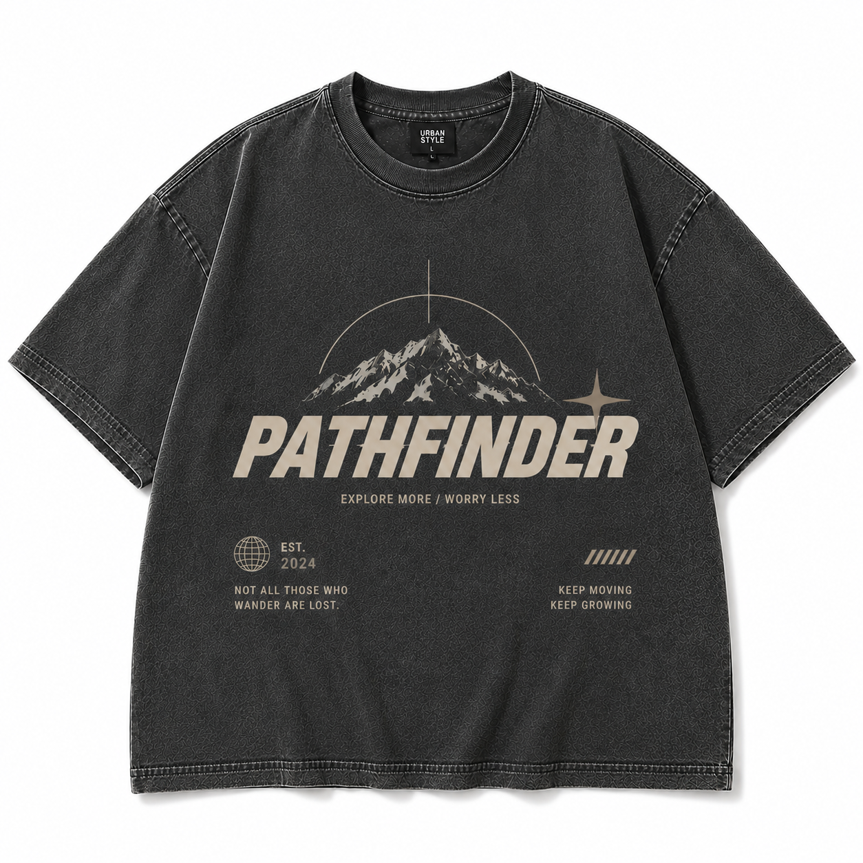 Pathfinder vintage wash oversized graphic T-shirt front view cover